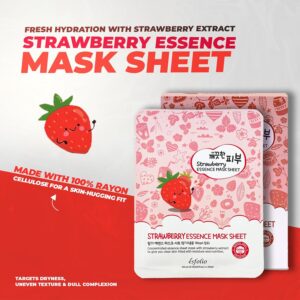 Esfolio Strawberry Essence Mask – Hydrating Korean Sheet Mask with Strawberry Extract – Nourishing, Moisturizing, Skin Revitalizing Face Mask for Radiant - Image 2