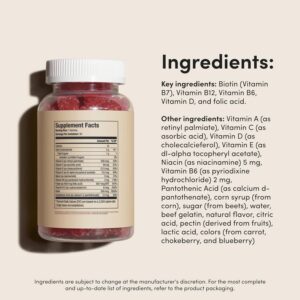 Hims & Hers Biotin Builder Gummy Vitamins with Vitamins B12 and B6, Vitamin D, Gluten Free, No Artificial Sweeteners or Flavors, Wild Cherry Flavor - Image 6