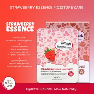 Esfolio Strawberry Essence Mask – Hydrating Korean Sheet Mask with Strawberry Extract – Nourishing, Moisturizing, Skin Revitalizing Face Mask for Radiant - Image 4