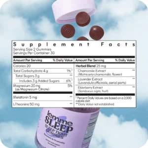 Lemme Sleep Gummies with 5mg Melatonin Elderberry Magnesium L-Theanine Chamomile and Lavender Drug-Free Nighttime Sleep Aid Vegan Gluten Free Gelatin Free Non GMO Berry Flavored 60 Count - Image 3
