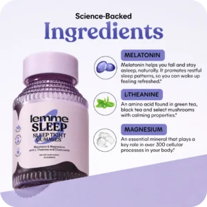 Lemme Sleep Gummies with 5mg Melatonin Elderberry Magnesium L-Theanine Chamomile and Lavender Drug-Free Nighttime Sleep Aid Vegan Gluten Free Gelatin Free Non GMO Berry Flavored 60 Count - Image 2